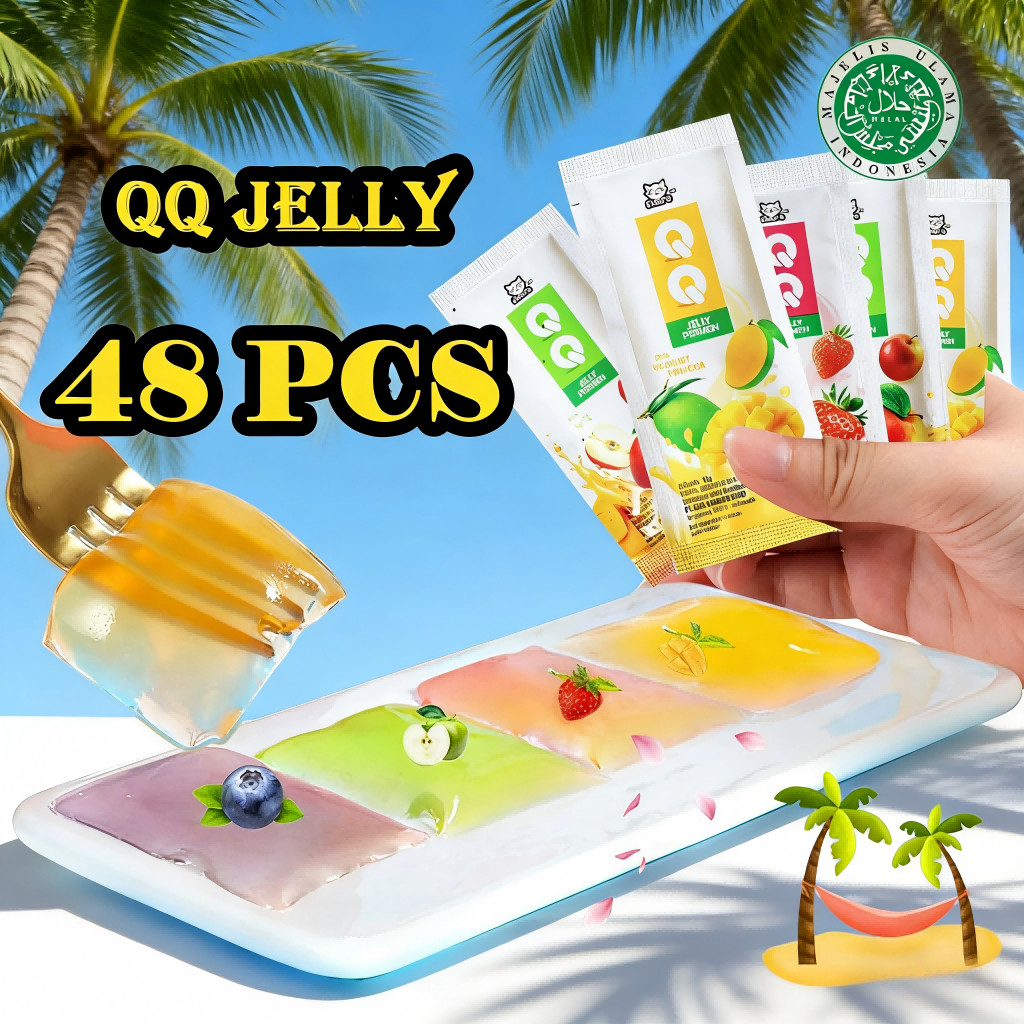 [FREE BOX] QQ Jelly Stick Isi 48 Pcs Aneka Rasa Buah (Stroberi Mangga Apel) Snack Toples Murah