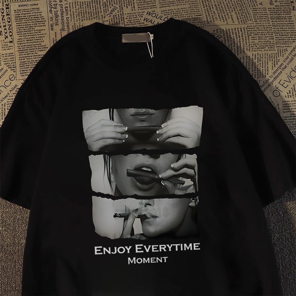 Tshirt Oversize Baju Kaos Pria Distro Original 100% Tebal Gaya Amerika Retro Gulung rokok pencetakan