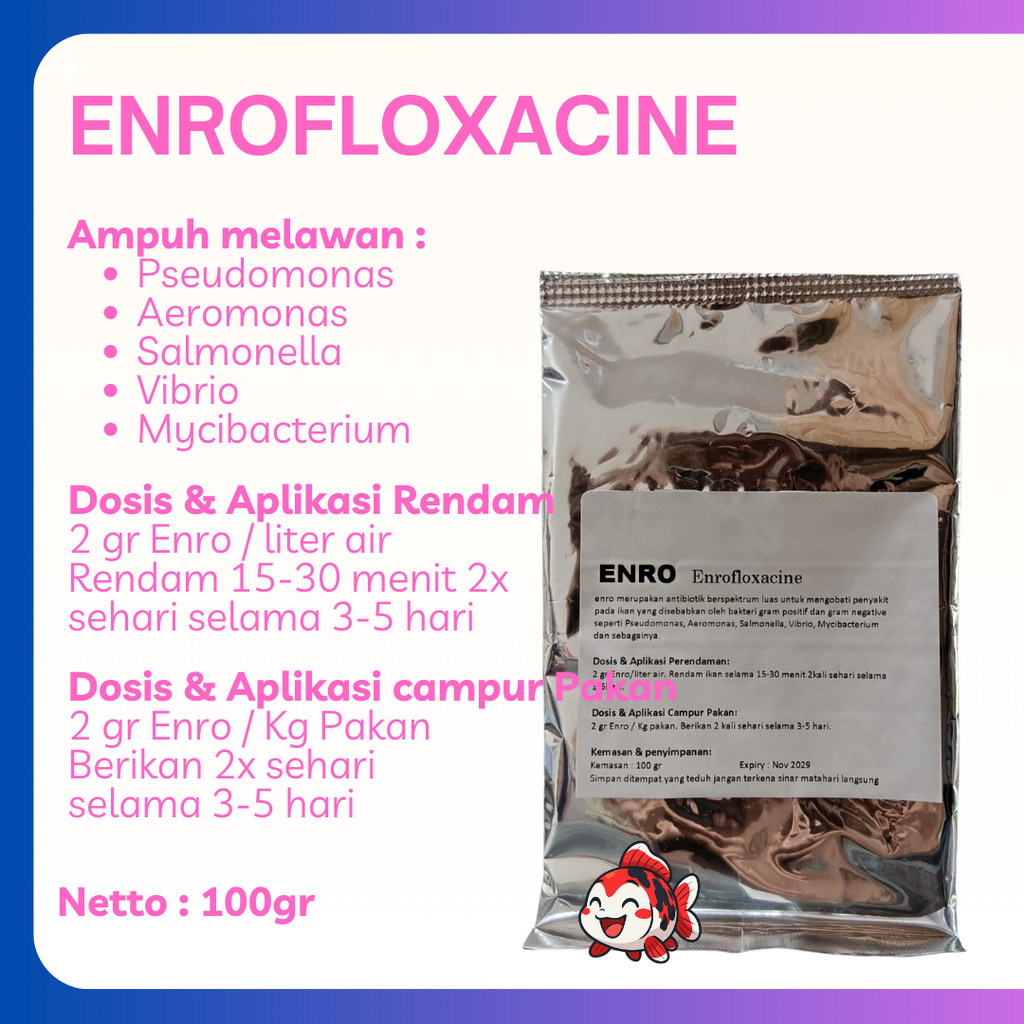 Antibiotik Ikan Enro Enrofloxacine 100gr