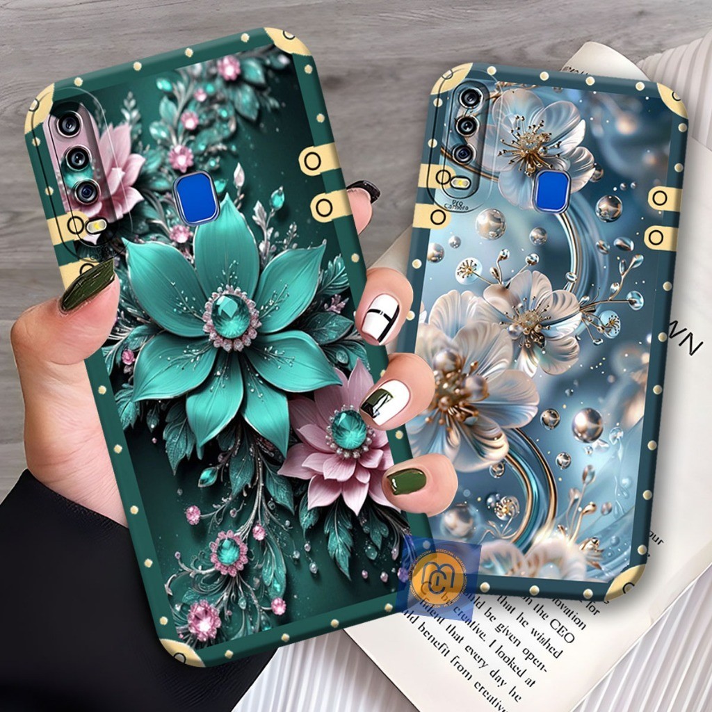 Softcase Vivo Y11/Y12/Y12i/Y15/Y17/Y19 Motif Bingkai Bunga - Case Kekinian - Case Bahan Lentur