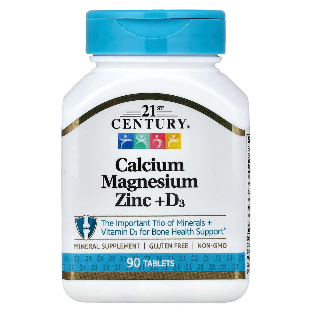 21st Century, Calcium Magnesium Zinc + D3, 90 Tablets