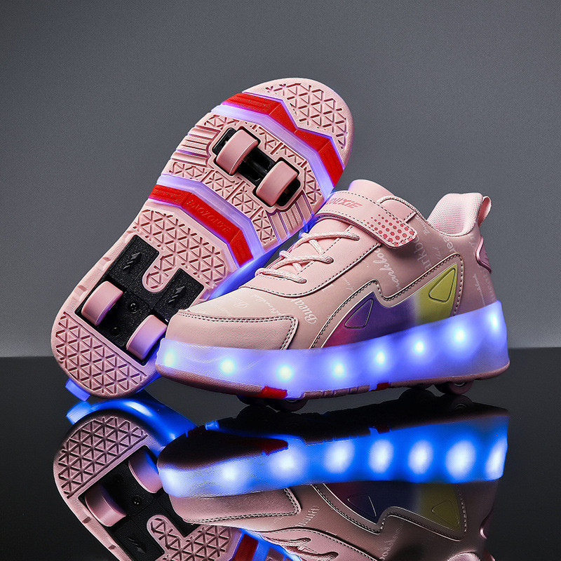 Sepatu Heelys Roda Dua Dan Empat Anak Anak Remaja Bongkar Pasang Gratis Ongkir LED  Emog's New Rage 
