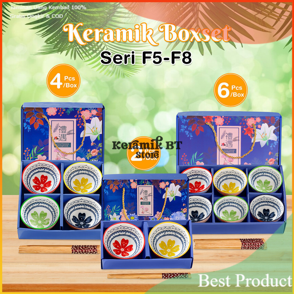 Hampers Parcel Gift Set Keramik Mangkok peralatan makan  Boxset Seri-F/Mangkok set keramik Souvenir/
