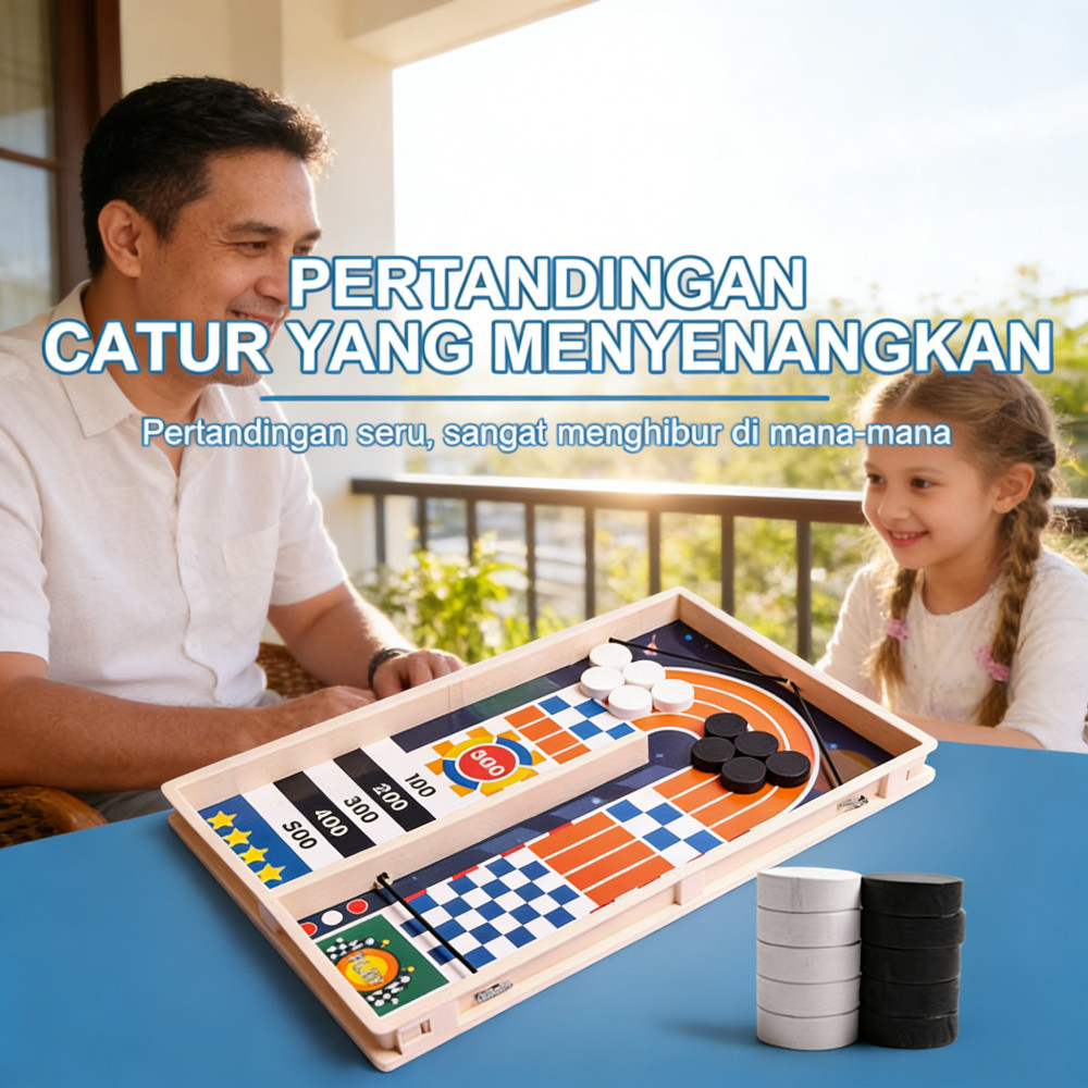 Permainan Papan Anak Catapult Ice Hockey Board Game Bouncing Kayu Mainan Catur