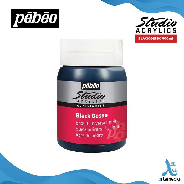 Pebeo Studio Acrylic Gesso Medium  ml White Gesso, Black Gesso, Grey Gesso Lapisan Dasar Lukisan - A