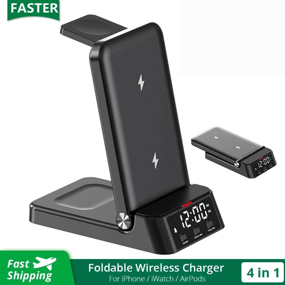 15W 4 In 1  Fast Wireless arger Dock Station For iPhone 14 13 12 11 Samsung Apple Wat 8 7 6 AirPods 