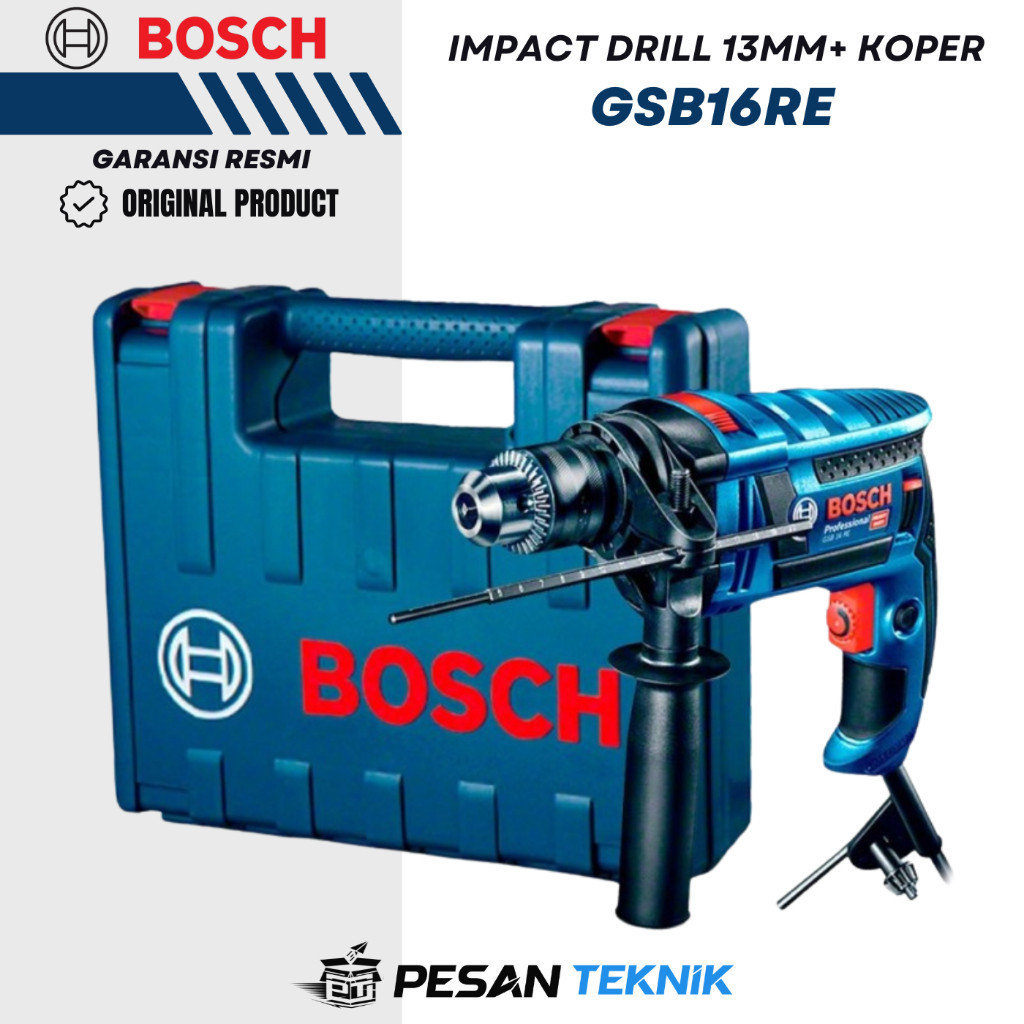 BOSCH GSB 16 RE Mesin Bor Tembok Listrik Impact Drill Hammer Drill 13MM 750Watt + Koper GSB16RE