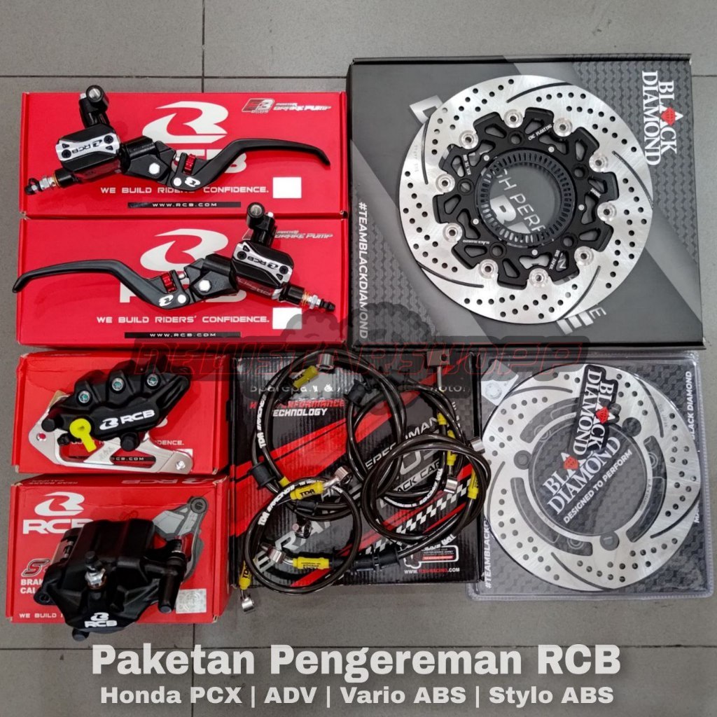 Paketan Pengereman Master rem RCB E3+ plus kotak 14mm / E4+ 15mm + Kaliper Depan RCB S 2 piston + Be