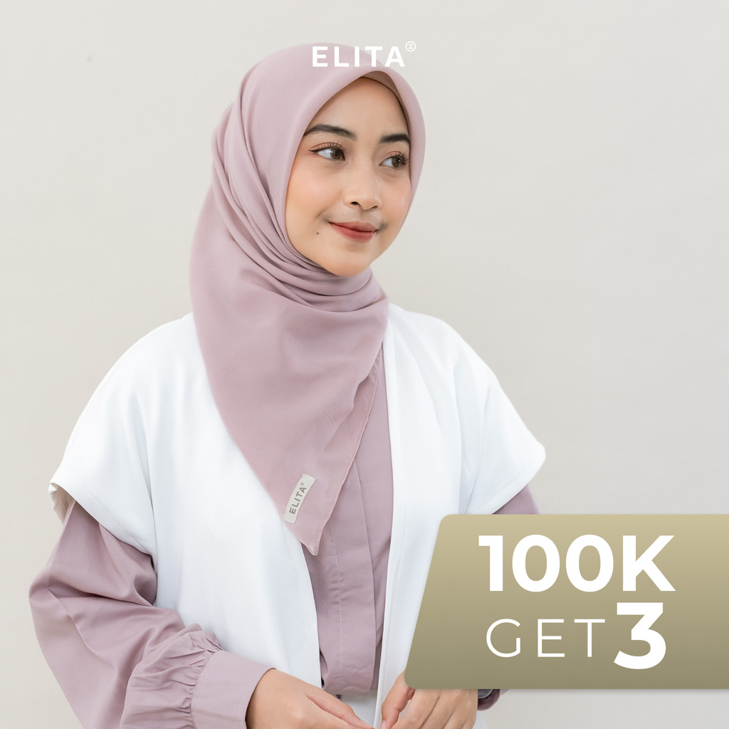 ELITA WIDYA Segi empat Pollycotton Kerudung Square  Hijab Segiempat