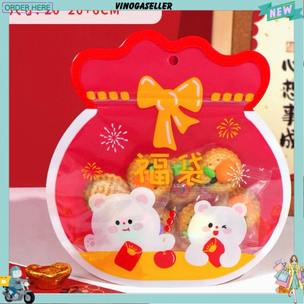 Cookies Bag Imlek Plastik Ziplock Cookies Imlek Plastik imlek lucu Plastik Hampers Imlek D6-1