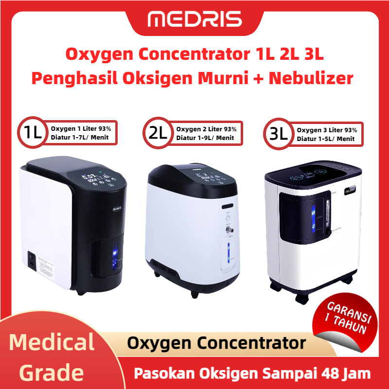 MEDRIS Oxygen Concentrator 1 - 9L Oksigen Konsentrator Oksigen Elektrik Pengganti Tabung Oxygen