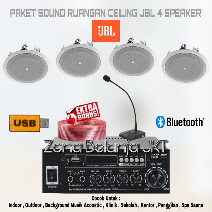PAKET SOUND RUANGAN SPEAKER CEILING JBL 8 INCH 4 SPEAKER ( SET 1 )