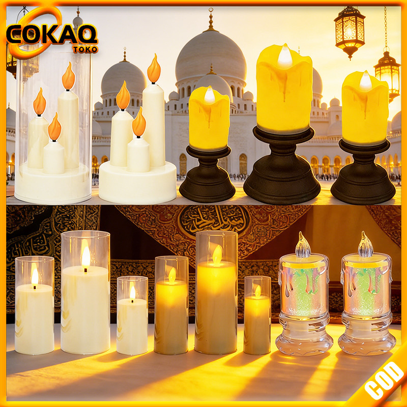 COKAQ Lampu Lilin LED Dekorasi Dekorasi Lebaran Lampu LED Lilin Lampu Hias Kamar Tidur Akrilik