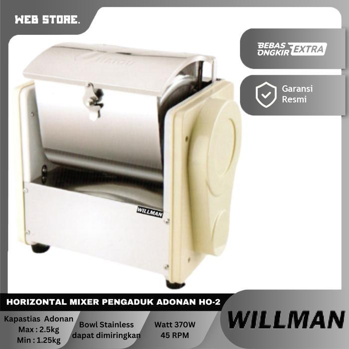 Mesin Pengaduk Adonan Mie Pempek Cieng Dimsum Pasta Horizontal Mixer Dough 2.5kg WILLMAN HO-2 Stainl