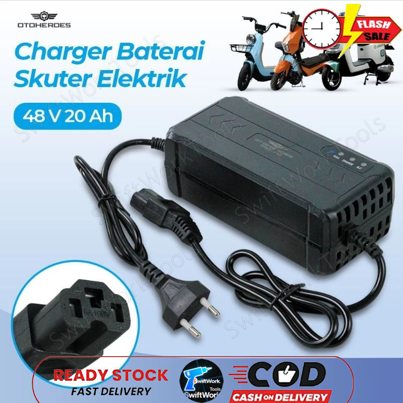Charger Baterai Aki Motor Sepeda Listrik Skuter 48V 20AH 12AH Charger Sepeda Listrik Exotic Uwinfly 