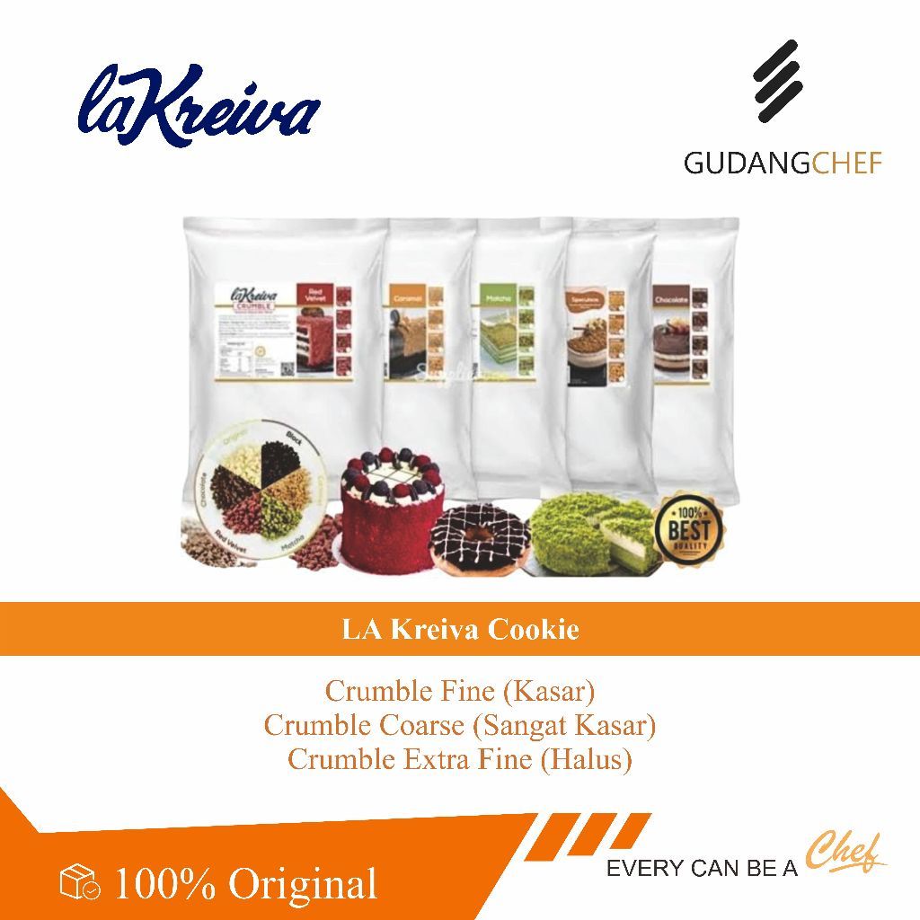 La Kreiva Cookie Crumble Fine (Kasar) - Coarse (Sangat Kasar) 250gr | Extra Fine (Halus) 250gr