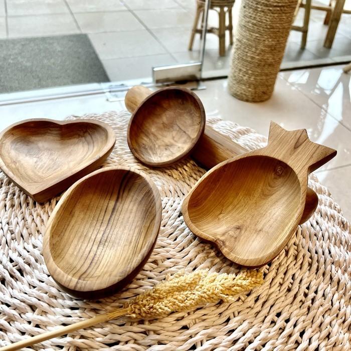 Piring Kayu Jati / Piring Kayu Motif / Piring Jati PJ3 - Oval