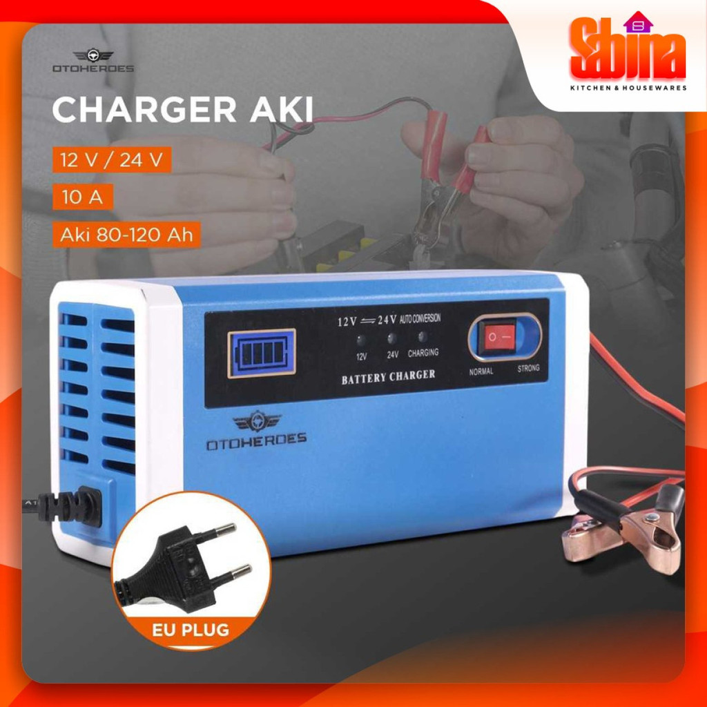 Charger Aki Accu Mobil Motor Taffware Lead Acid 12-24V 10A 80-120Ah