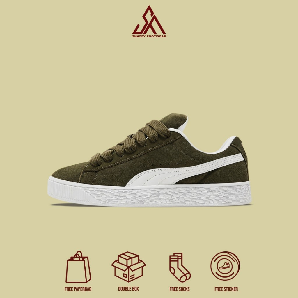 Sepatu Sneakers Puma Suede XL Dark Olive 100% Original Unisex
