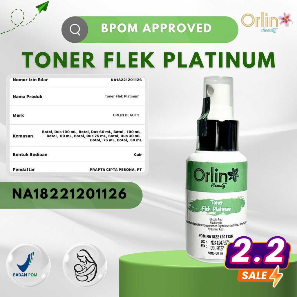 TONER FLEK ORLIN BEAUTY/ORLIN BEAUTY/EFER ORLIN BEAUTY/FLEK PLATINUM /SKINCARE/SKINCARE BPOM /SKINCA