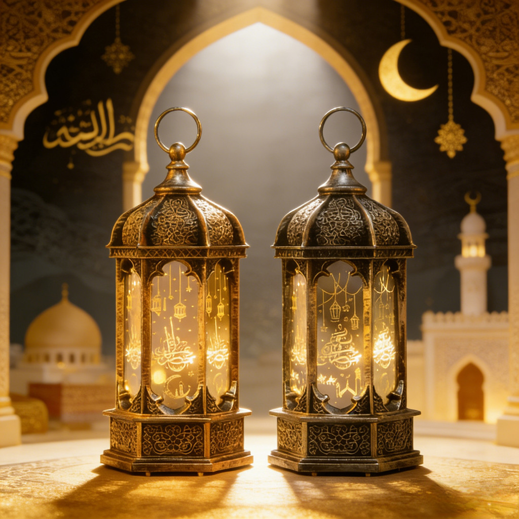 Lentera Lebaran Lentera Idul Fitri Gaya Retro Klasik Lampu Lilin Dekorasi Idul Fitri Lentera LED Kub