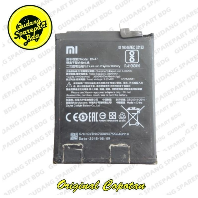 Baterai Batre Battery untuk Redmi 6 Pro / Mi 2 Lite BN47 Original Copotan.