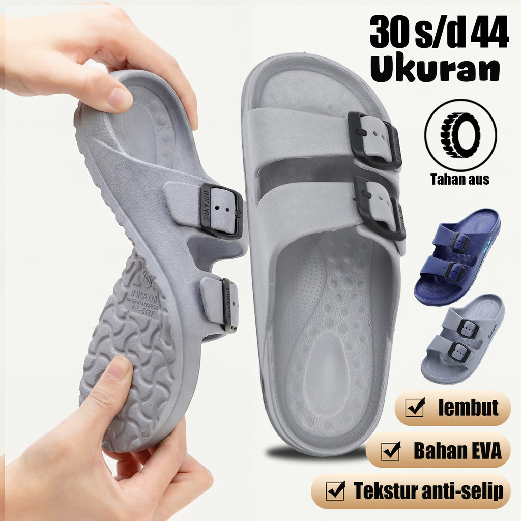 INKAYNI Luxury sandal pria karet empuk anti slip sepatu sandal slop pria karet tebal lembaran sandal