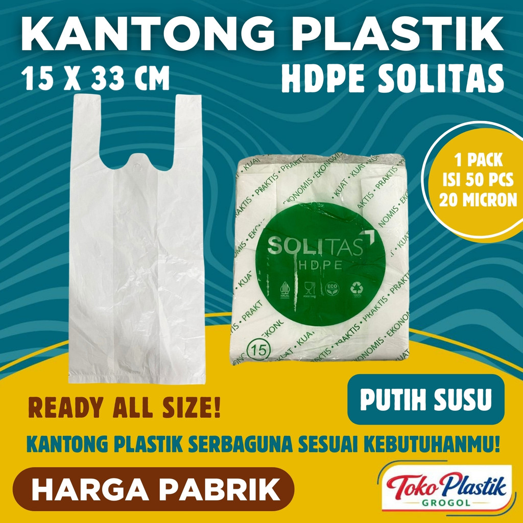 Kantong Plastik Kresek Putih Susu Tebal UK 15x33 HDPE - Toko Plastik Grogol