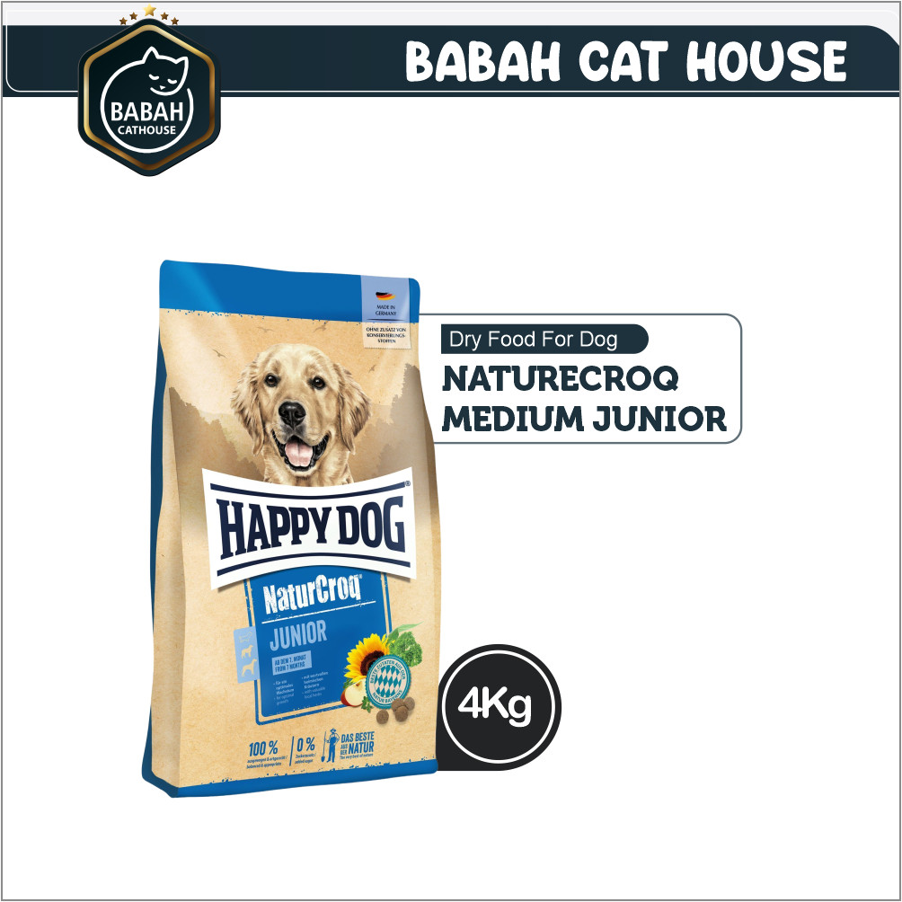 4kg HAPPY DOG NATURECROQ MEDIUM JUNIOR dog food hd puppy makanan anak ajing ras sedang besar anakan 