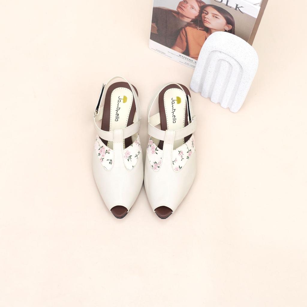 sandal talincang wanita Jambrella CHAVA CREAM sandal cewek trendy