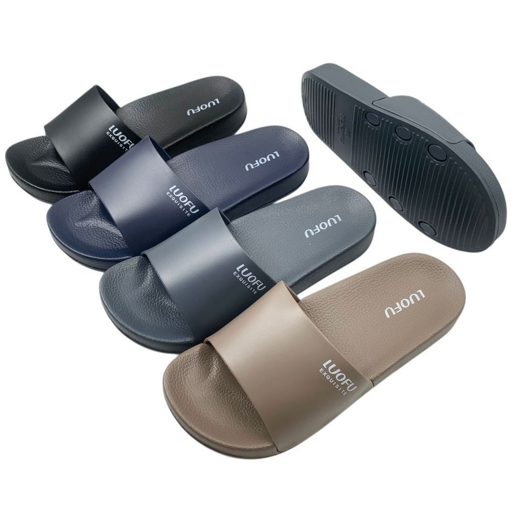 Luofu Sandal Selop Karet Pria Import Empuk Ringan Polos E6169-KP5W (E2) Luofu Import