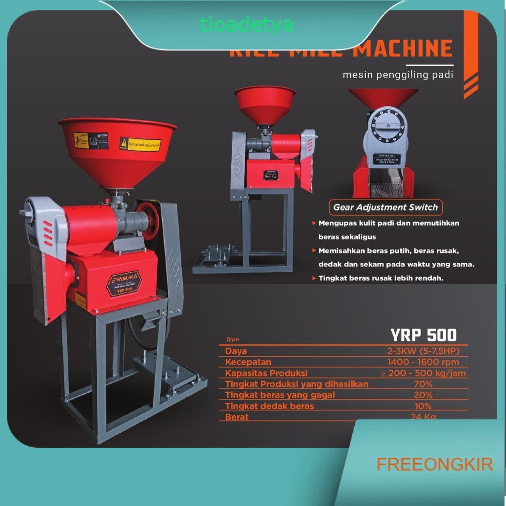 Mesin Penggiling Gabah Padi Beras YASUKA YAMICHI YRP-500 YRS020 YMRP500 / Mesin Polisher Gilingan Pa