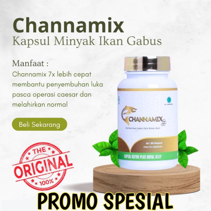 KUTUK CHANNAMIX PREMIUM KAPSUL EKSTRAK IKAN GABUS UNTUK OBATI LUKA OPERASI