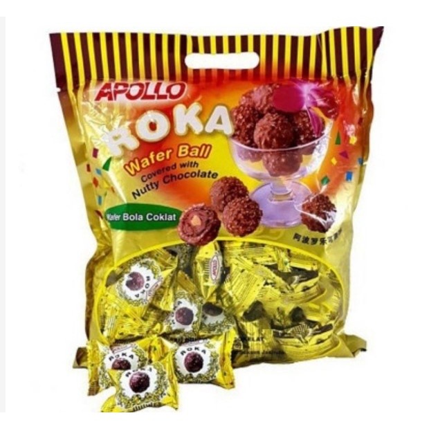 Roka Apollo Coklat Wafer Ball 50/70 PCS 420GRAM Snack Jajan Lebaran Jajanan Idul Fitri Cemilan Murah