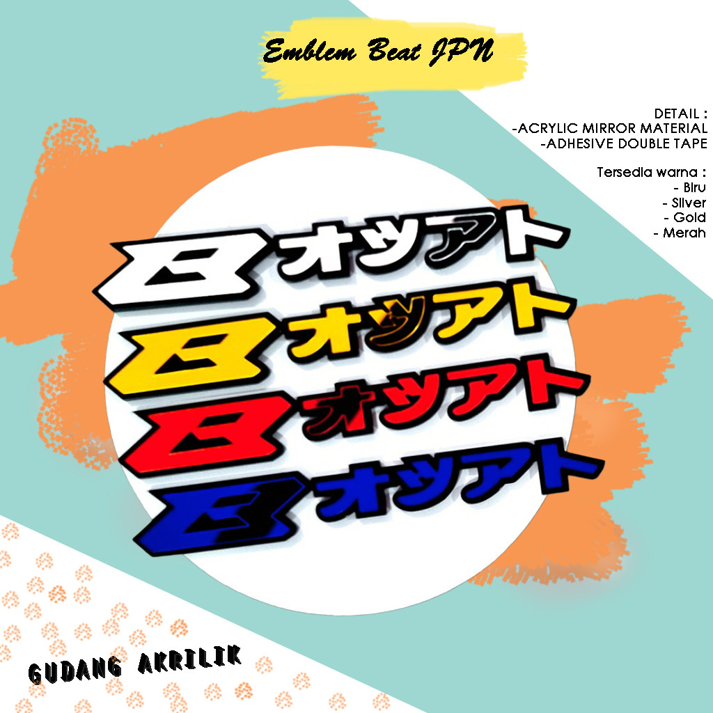 Emblem Beat Japan 2 PCS Timbul 3D Logo Aksesoris Motor Beat Jepang Sepasang