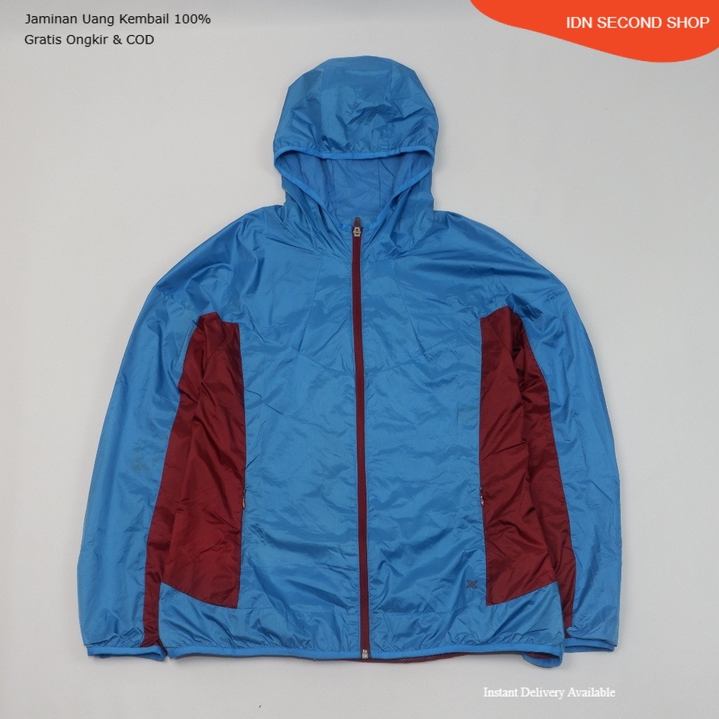 JDX MULTI SPORTS Hooded Windbreaker Shell Jacket - Blue Maroon - Preloved