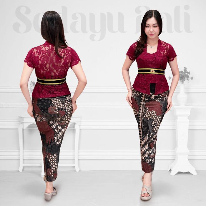 Setelan kebaya strecth sofia lengan pendek - One set kebaya bali - Pakaian tradisional wanita - Baju