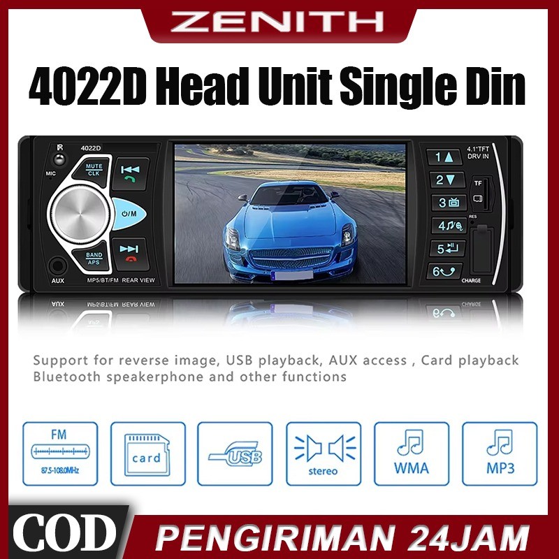 4022D Single Din 4.1 Inch MP5 Player Mobil Bluetooth Radio + Kamera Mundur