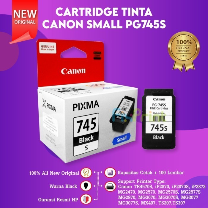 Cartridge Tinta Canon PG-745s 745s 745 Small Printer PIXMA Black Color | GI790 Gi-790 Tinta refil Ca