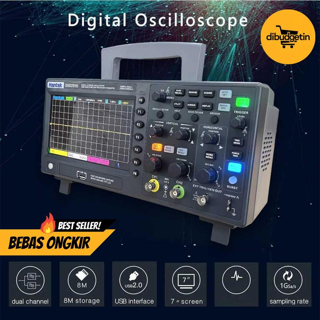 Hantek Digital Storage Oscilloscope Signal Generator with P4100 Probe - DS02D15