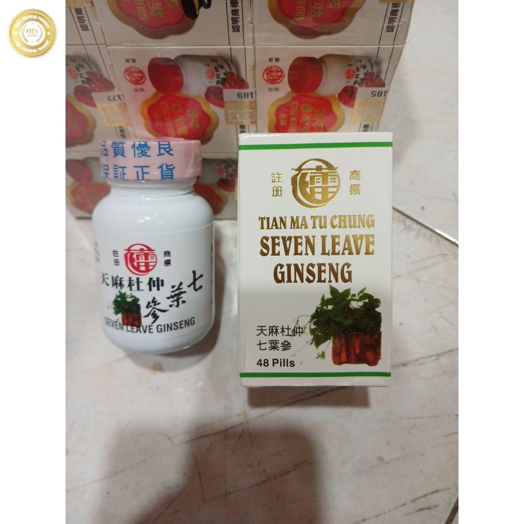 TOP 1 BRAND!!! Tian ma tu chung seven leave ginseng 48pills botol keramik ASLI import original