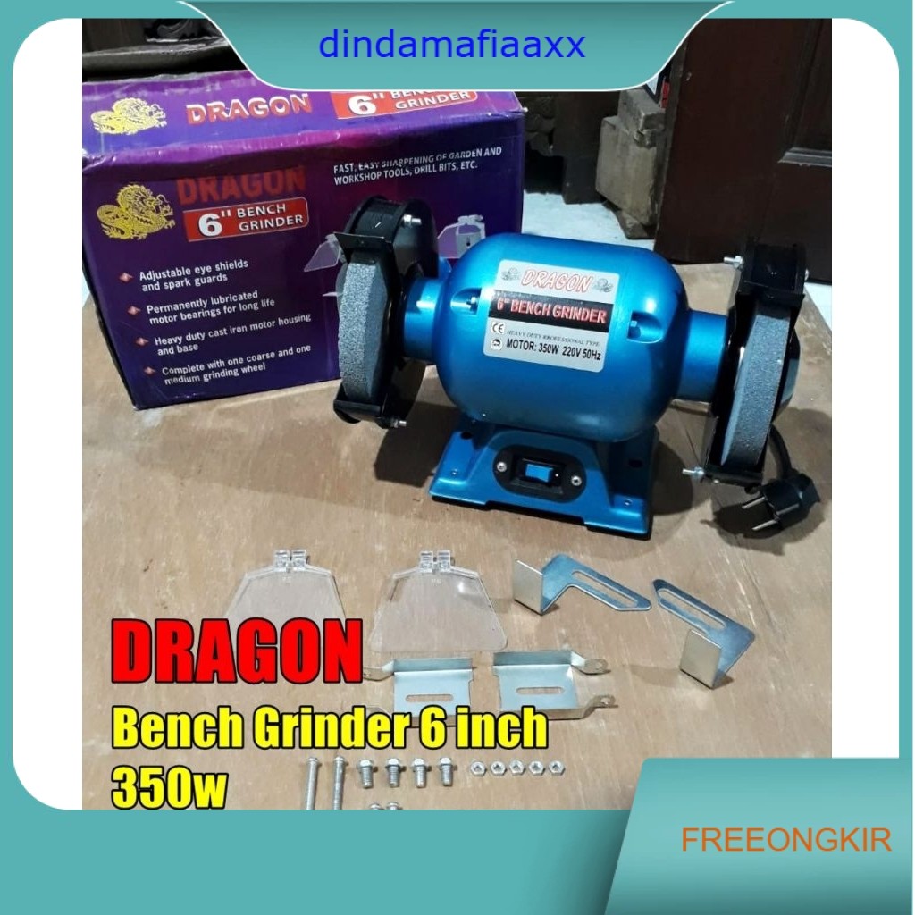 Gerinda Duduk DRAGON 6 Inch Mesin Gerinda Duduk 6" Bench Grinder Grinda Duduk LOW WATT