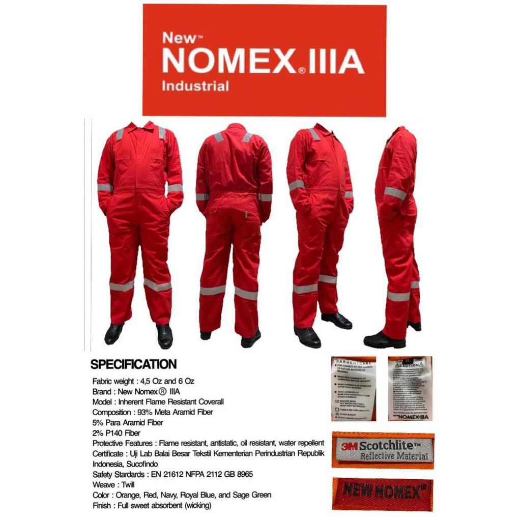 Coverall Wearpack New Nomex lllA Migas Batu bara Pertamina - Merah, S