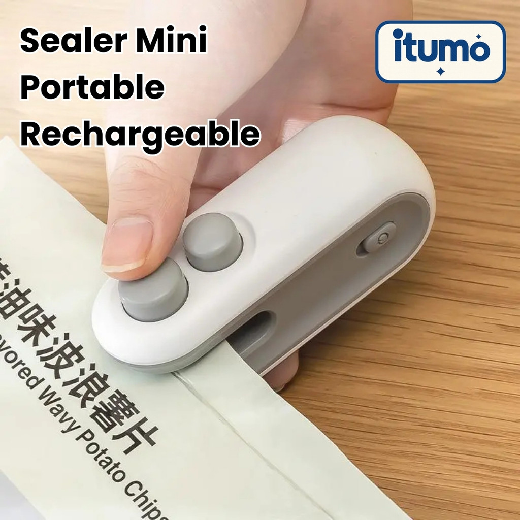 Mini Snack Sealer Plastik Portable Rechargeable Desain Minimalis Alat Press Kemasan Snack Modern