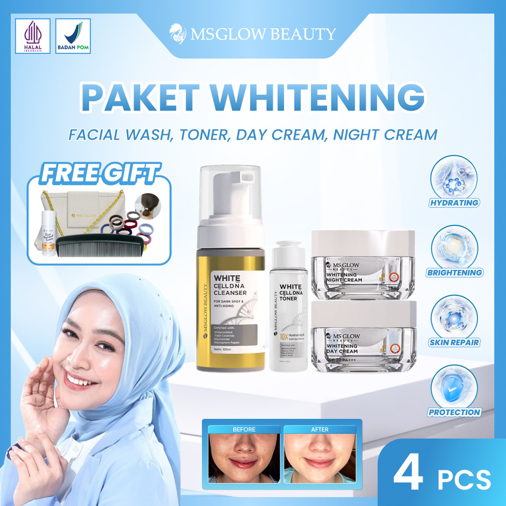 [BELI 2 LEBIH HEMAT] Ms Glow Beauty Paket Whitening Skincare Mencerahkan Wajah 1 Set Lengkap Pemutih