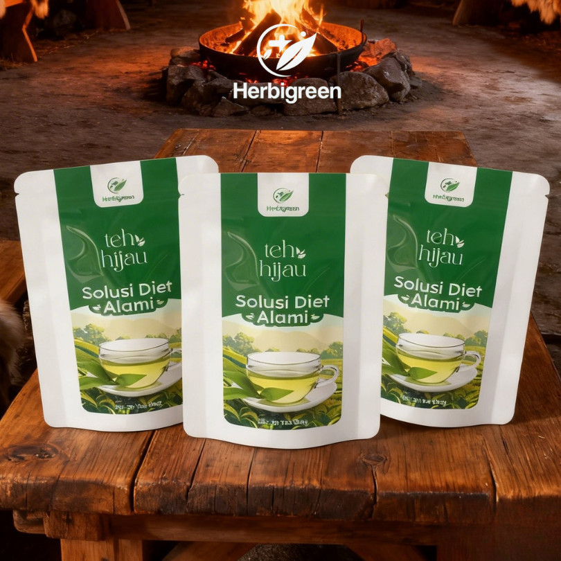 HERBIGREEN TEH HIJAU HERBAL Teh Diet Detox Pelangsing Badan Peluntur Lemak Pengecil Perut Dietary Fi