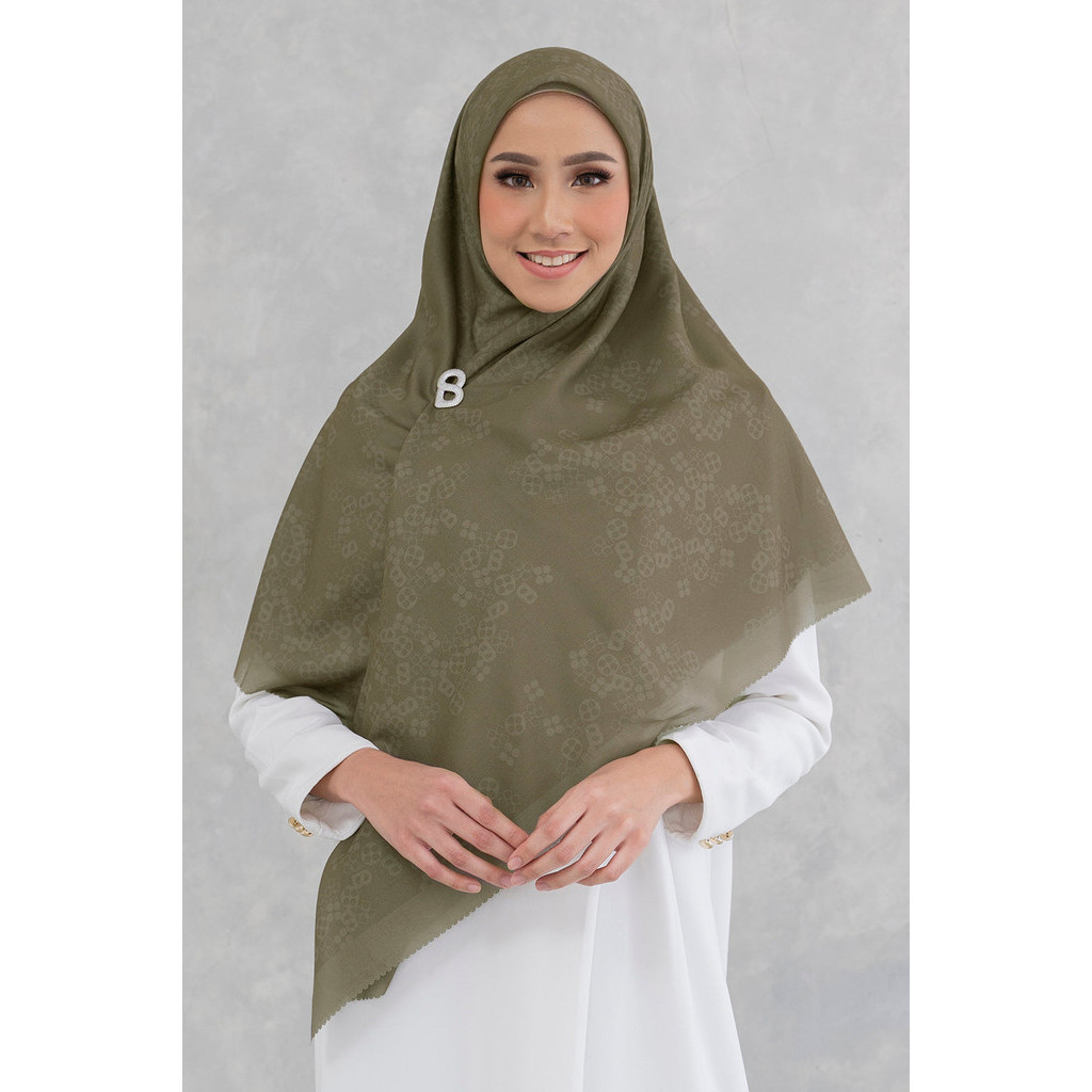 Buttonscarves MONOGRAM SCRAMBLE OLIVE XL VOAL SQUARE