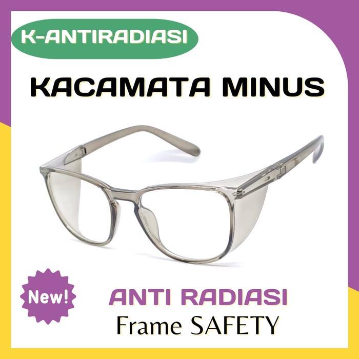Kacamata Safety Lensa Minus Anti Radiasi Pria Wanita Kacamata APD Asli - bluray, minus