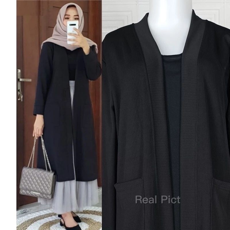 Cardigan Long Tunik Wanita / Outer Long Tunik Wanita / Long Tunik Wanita Hijab / Cardigan Wanita Mus