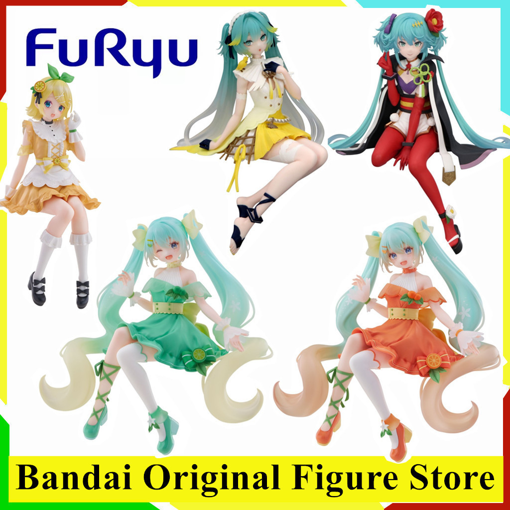 Original Furyu Kuji Hatsune Miku Citrus Miku Kagamine Rin Action Figure Toys Anime Noodle Stopper Fi